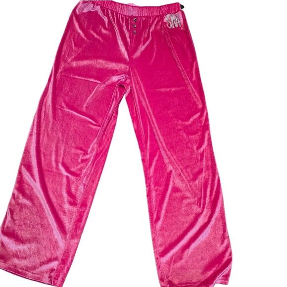 Steve Madden SM Rhinestone Logo Velour Lounge Pants - Picture 2 of 5